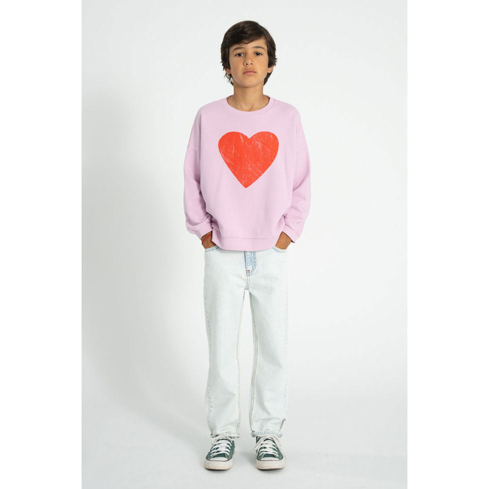 Piupiuchick Lilac/Red Heart Print Sweatshirt