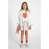 Piupiuchick Light Blue/Red Hearts All Over Skirt