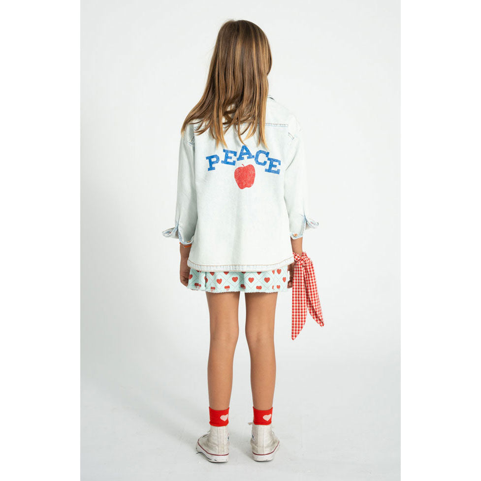 Piupiuchick Light Blue/Red Hearts All Over Skirt