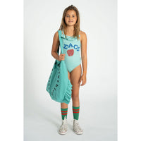 Piupiuchick Green Checkered "Peace" Print Swimsuit