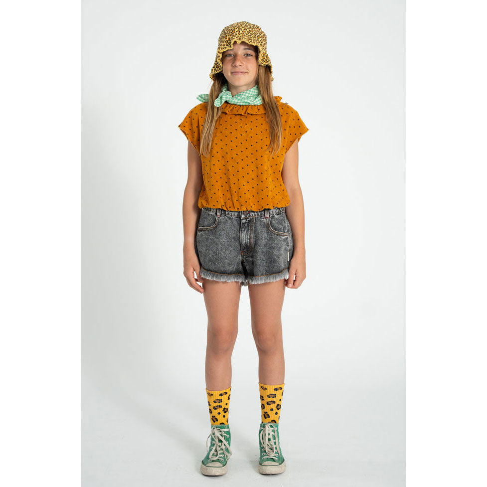 Piupiuchick Camel/Black Hearts All Over Top