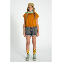 Piupiuchick Camel/Black Hearts All Over Top