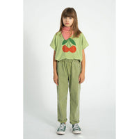 Piupiuchick Light Olive Cherry Print Baby T-Shirt
