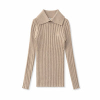 Arza Taupe Ribbed Turtleneck Polo