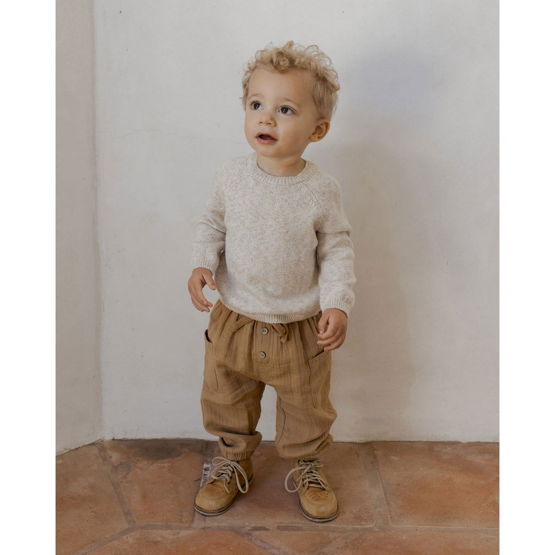 Quincy Mae Speckled Natural Knit Sweater