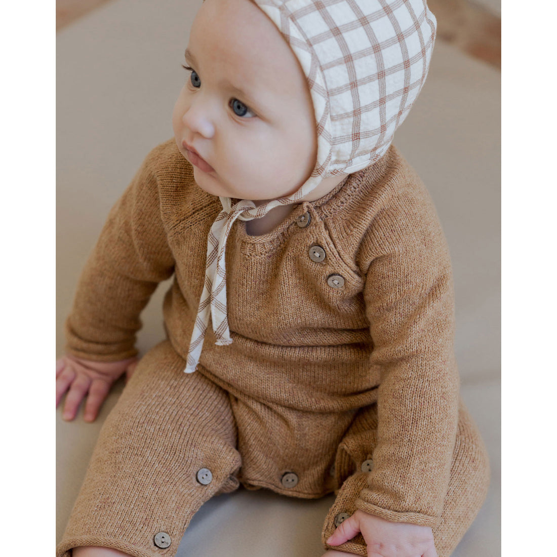 Quincy Mae Speckled Golden Cozy Heather Knit Jumpsuit