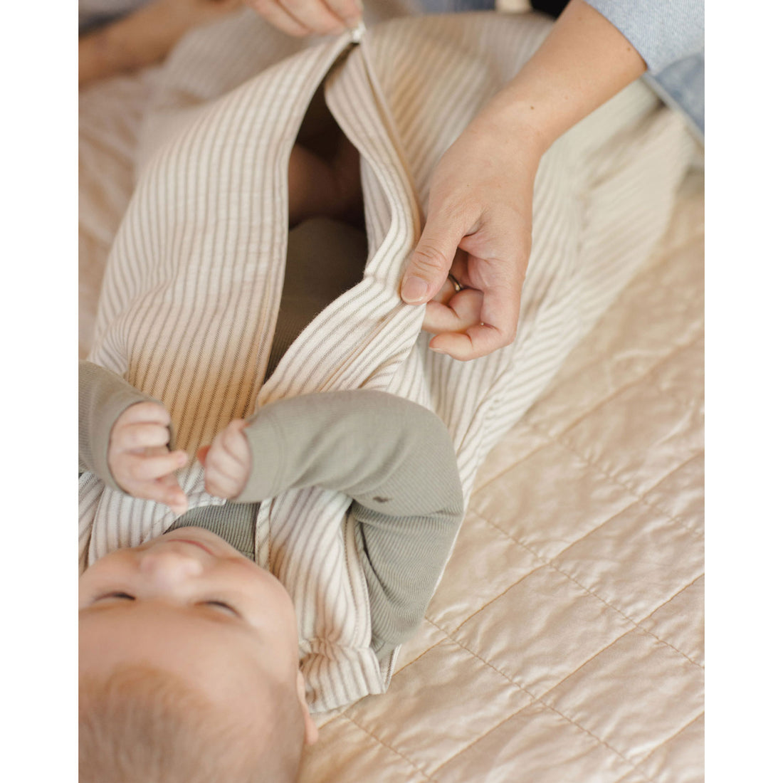 Quincy Mae Basil Stripe Sleep Bag