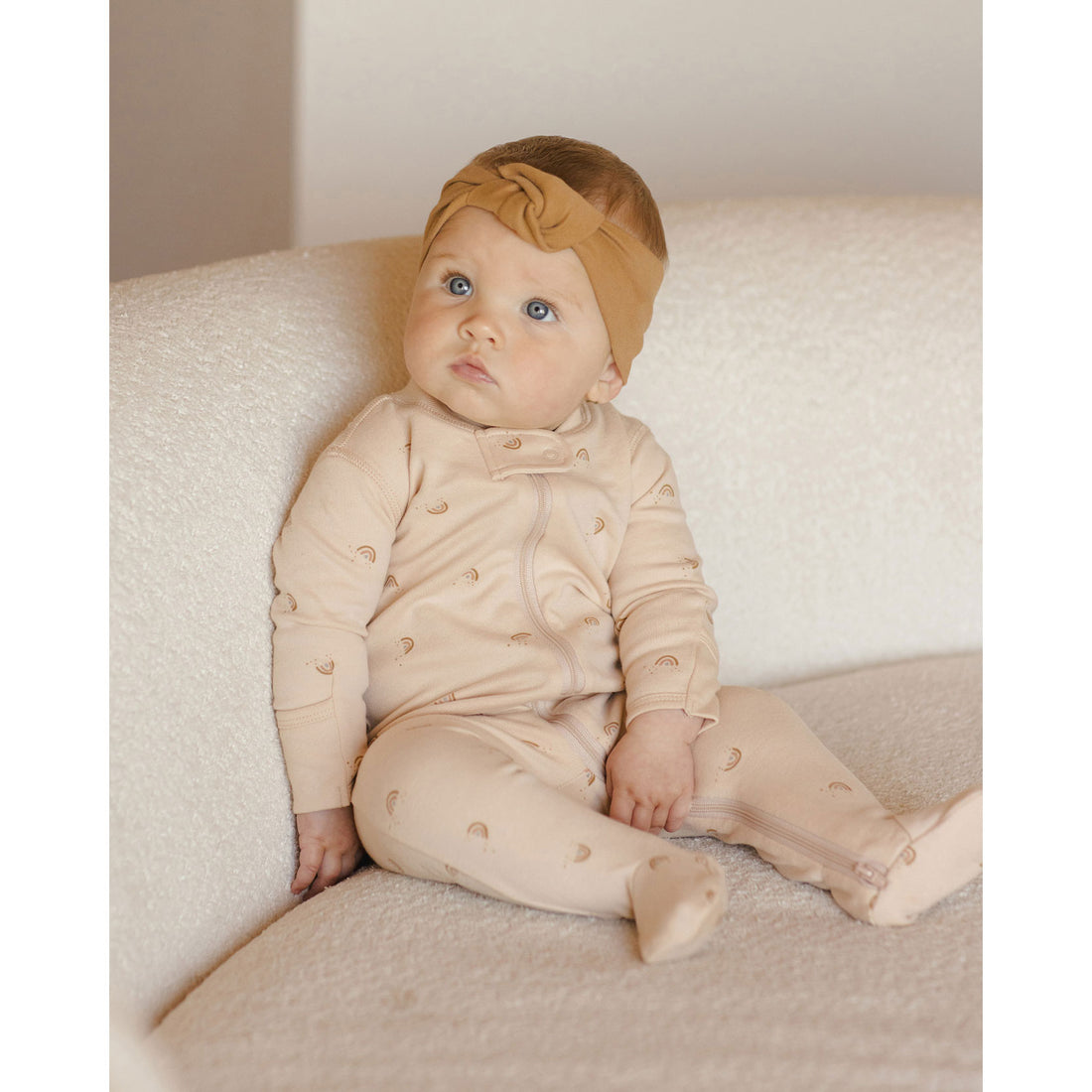Quincy Mae Rainbows zip Long Sleeve Sleeper Footie