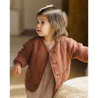 Quincy Mae Plum Quilted V-Neck Button Jacket