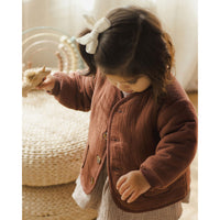 Quincy Mae Plum Quilted V-Neck Button Jacket
