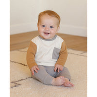 Quincy Mae Color Block Long Sleeve Pocket Tee