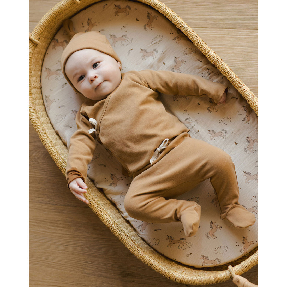 Quincy Mae Golden Wrap Top + Footed Pant Set