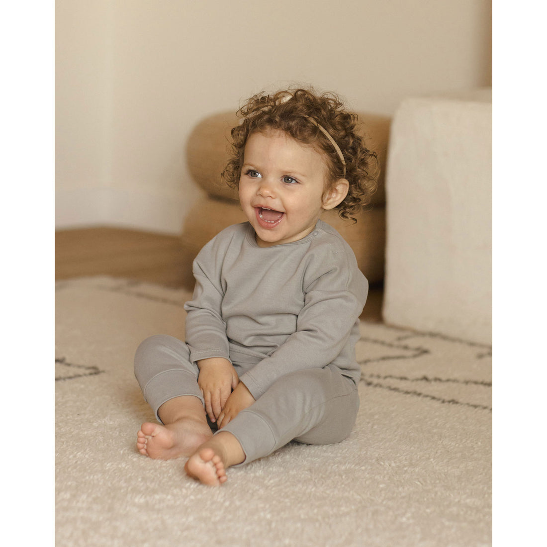 Quincy Mae Dusty Blue Long Sleeve Tee