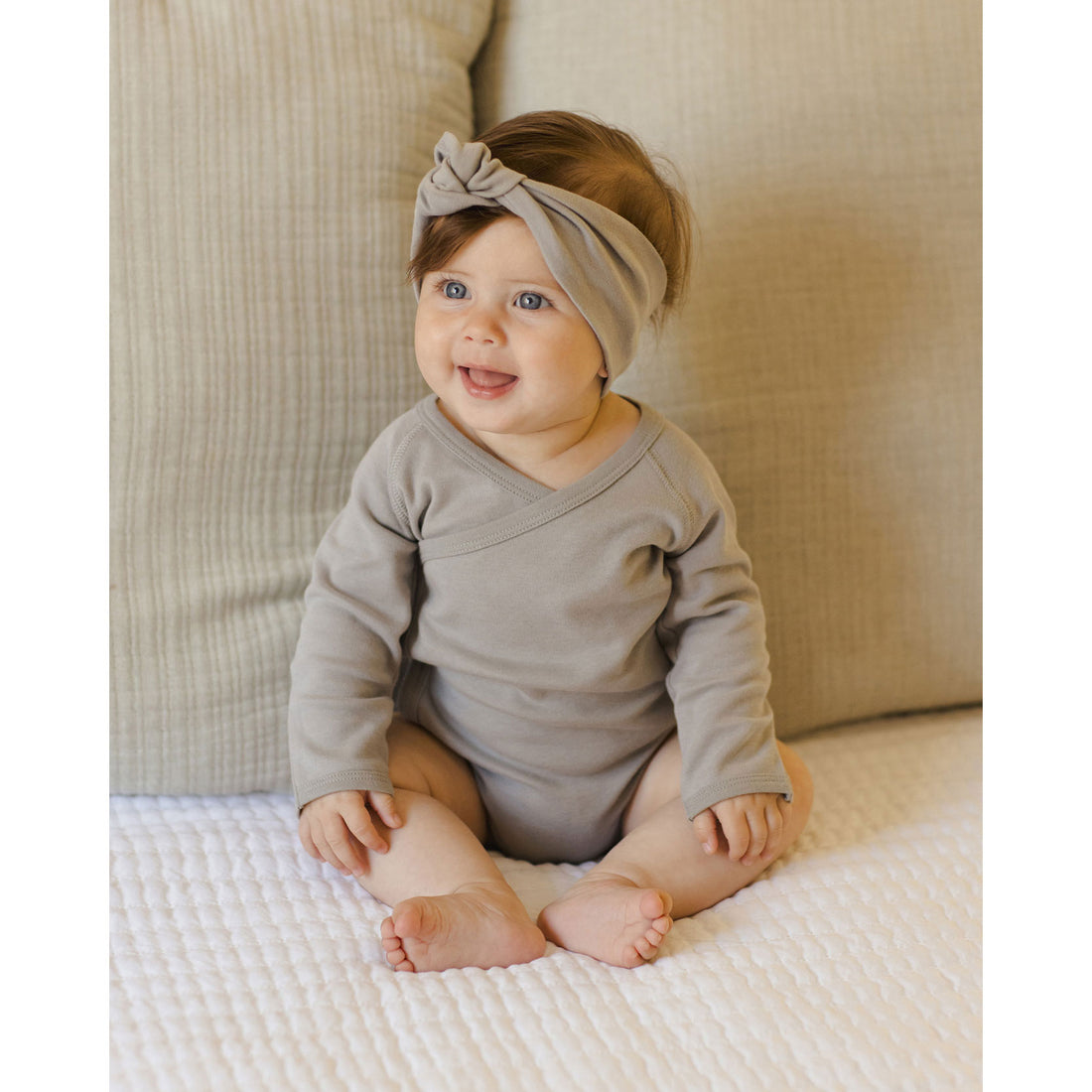 Quincy Mae Dust Blue Side Snap Bodysuit