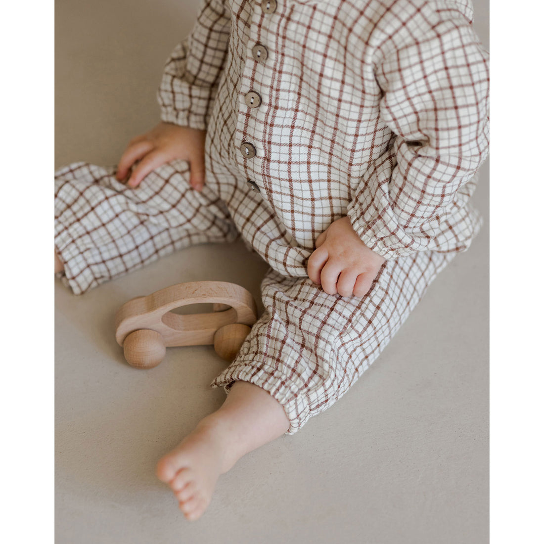 Quincy Mae Holiday Check Woven Jumpsuit