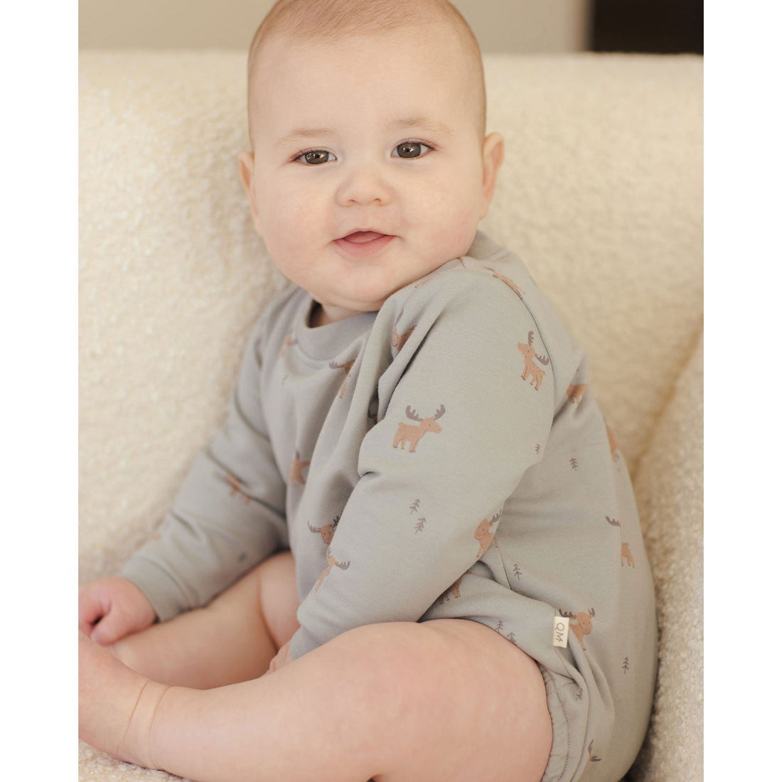 Quincy Mae Moose Crewneck Bubble Romper