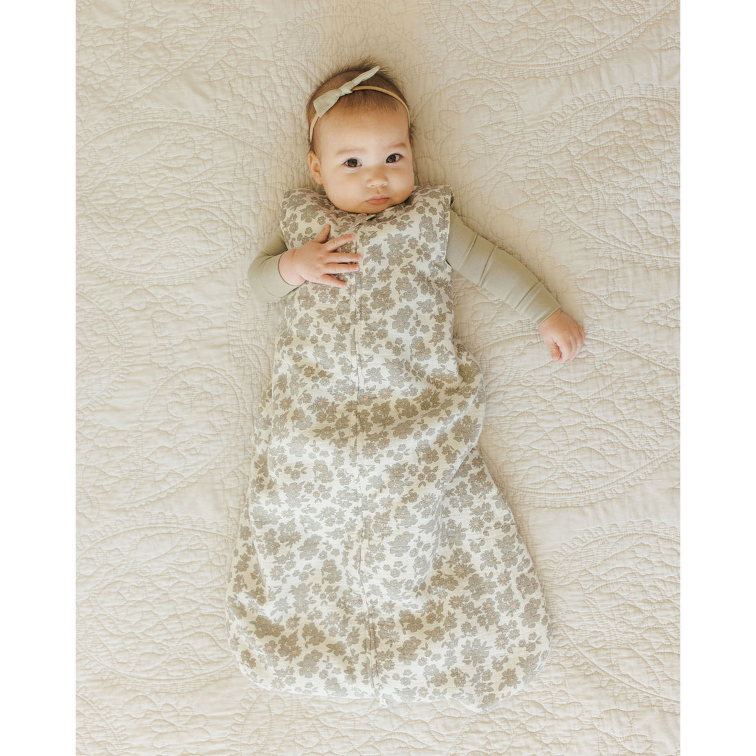 Quincy Mae Green Floral Sleep Bag