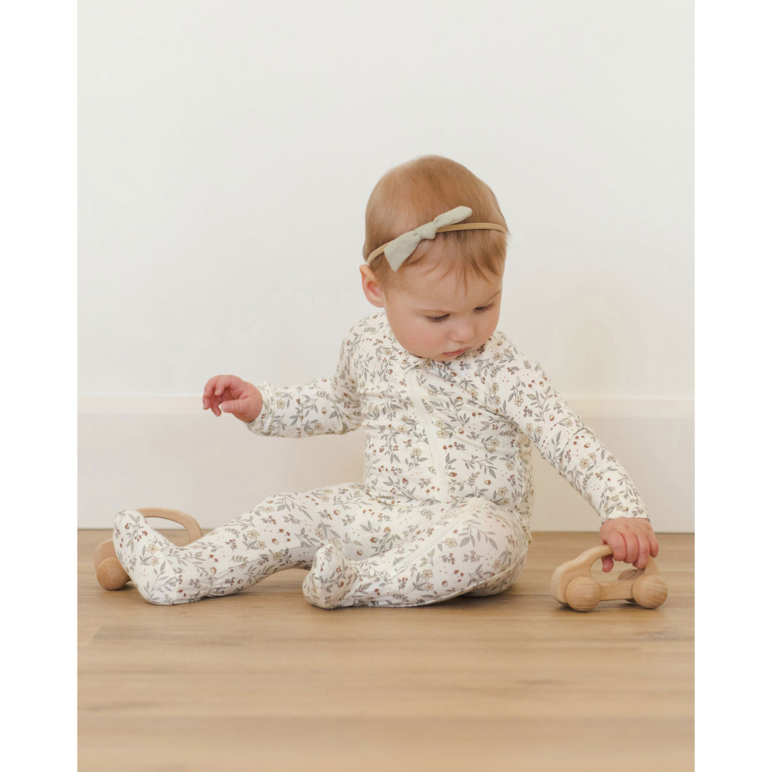 Quincy Mae Woodland Bamboo Zip Footie