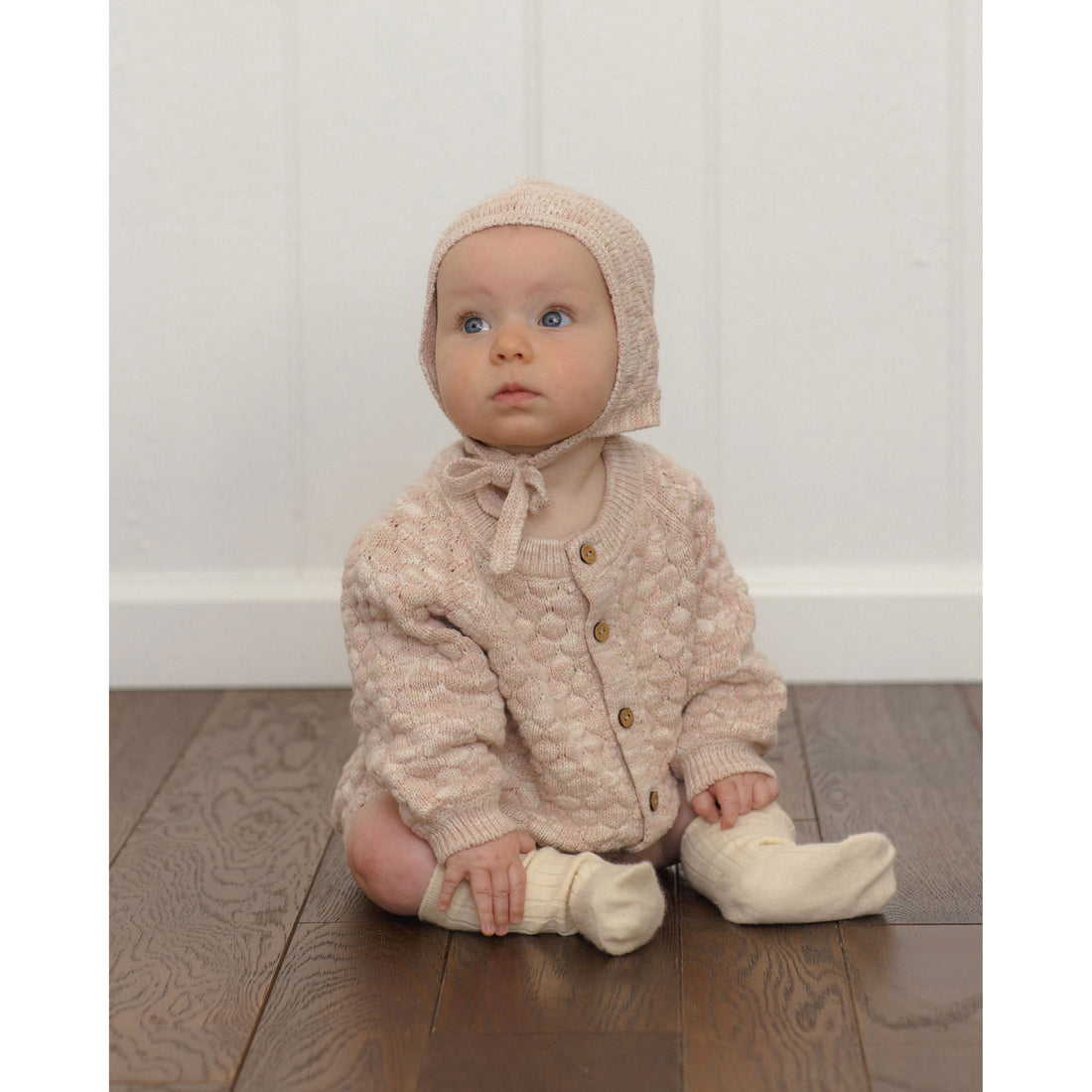 Quincy Mae Dusty Rose Speckle Bubble Knit Cardigan