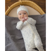 Quincy Mae Cloud Floral Bamboo Zip Footie