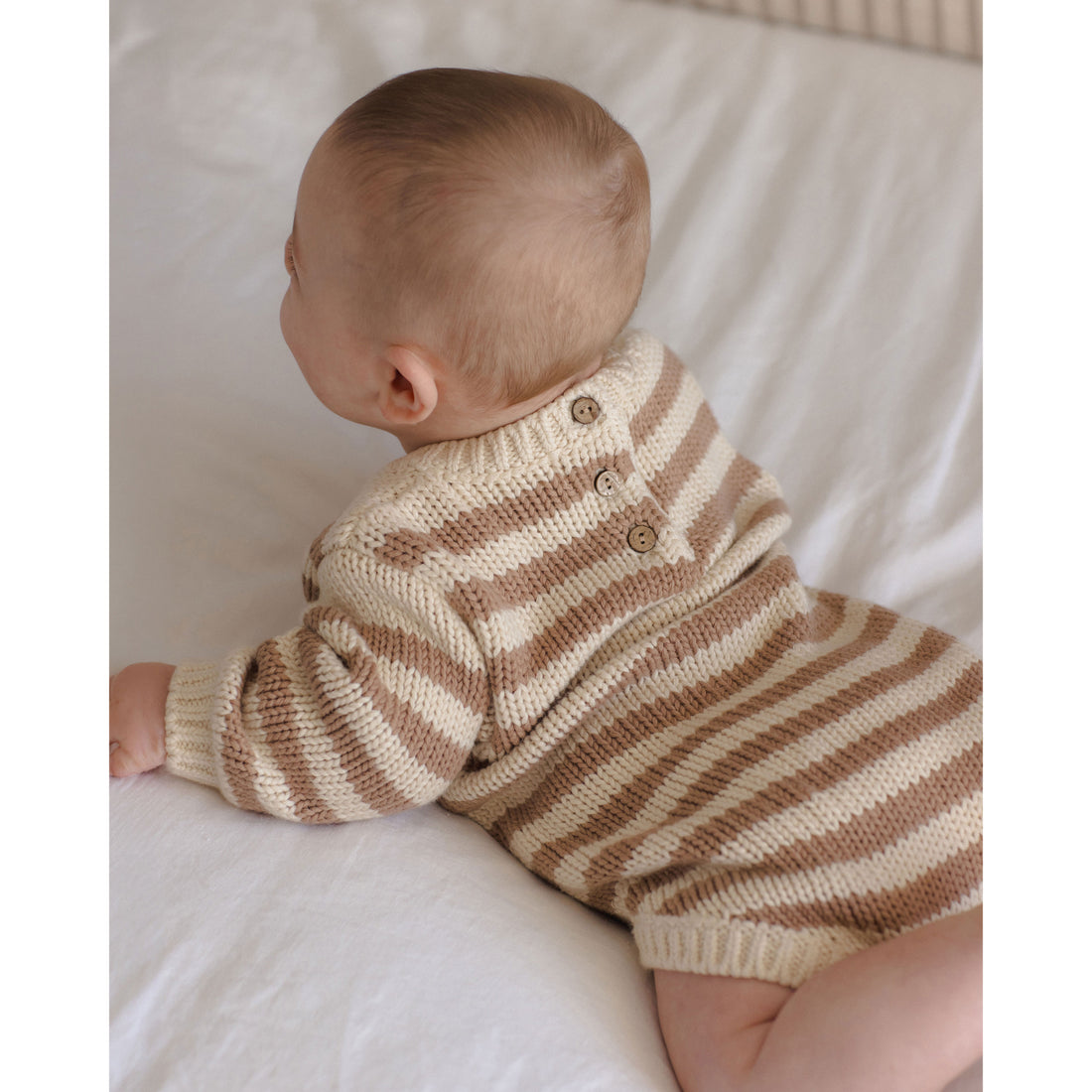 Quincy Mae Almond Stripe Rex Romper