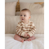 Quincy Mae Almond Stripe Rex Romper