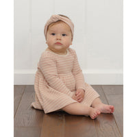 Quincy Mae Dusty Rose Microstripe Ribbed Long Sleeve Dress