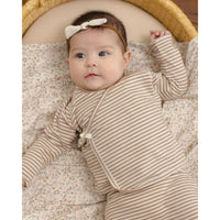 Quincy Mae Almond Stripe Wrap Top + Footed Pant Set