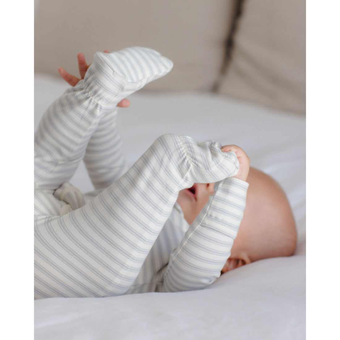 Quincy Mae Cloud Stripe Zip Long Sleeve Sleeper Footie