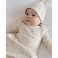 Quincy Mae Fall Ditsy Knotted Baby Gown + Hat Set