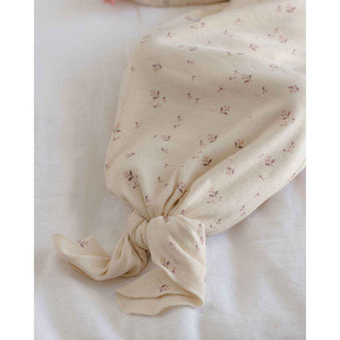 Quincy Mae Fall Ditsy Knotted Baby Gown + Hat Set