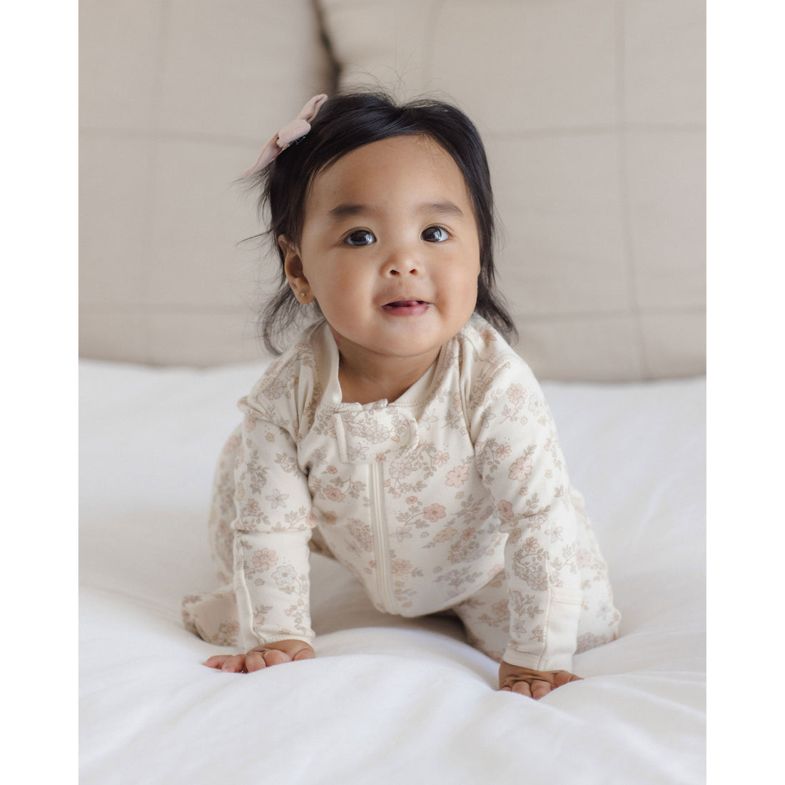 Quincy Mae Floral Vine Zip Sleeper Footie