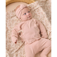 Quincy Mae Dusty Rose Wrap Top + Footed Pant Set