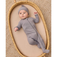 Quincy Mae Slate Bamboo Zip Footie