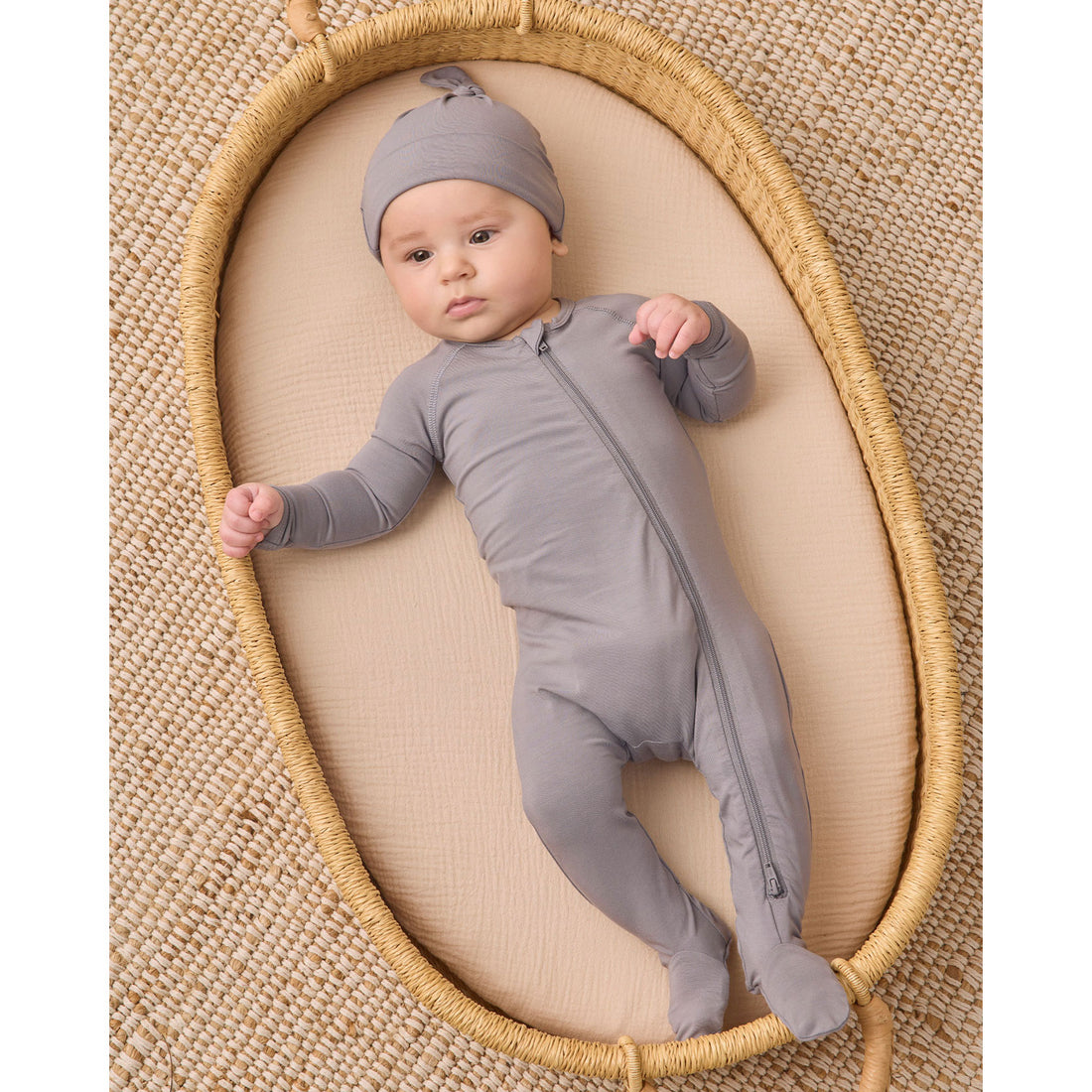 Quincy Mae Slate Bamboo Knotted Baby Hat