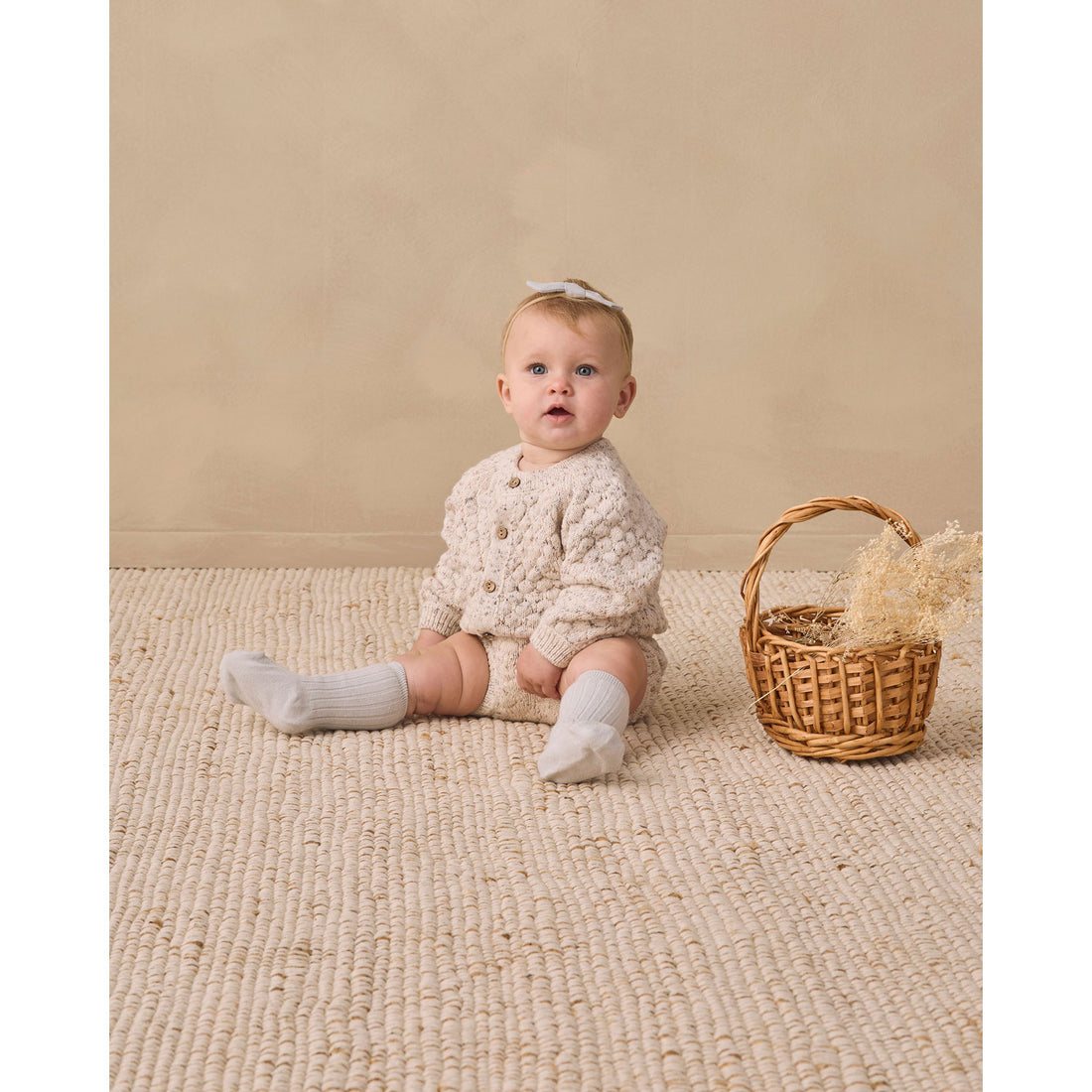 Quincy Mae Natural Confetti Bubble Knit Cardigan