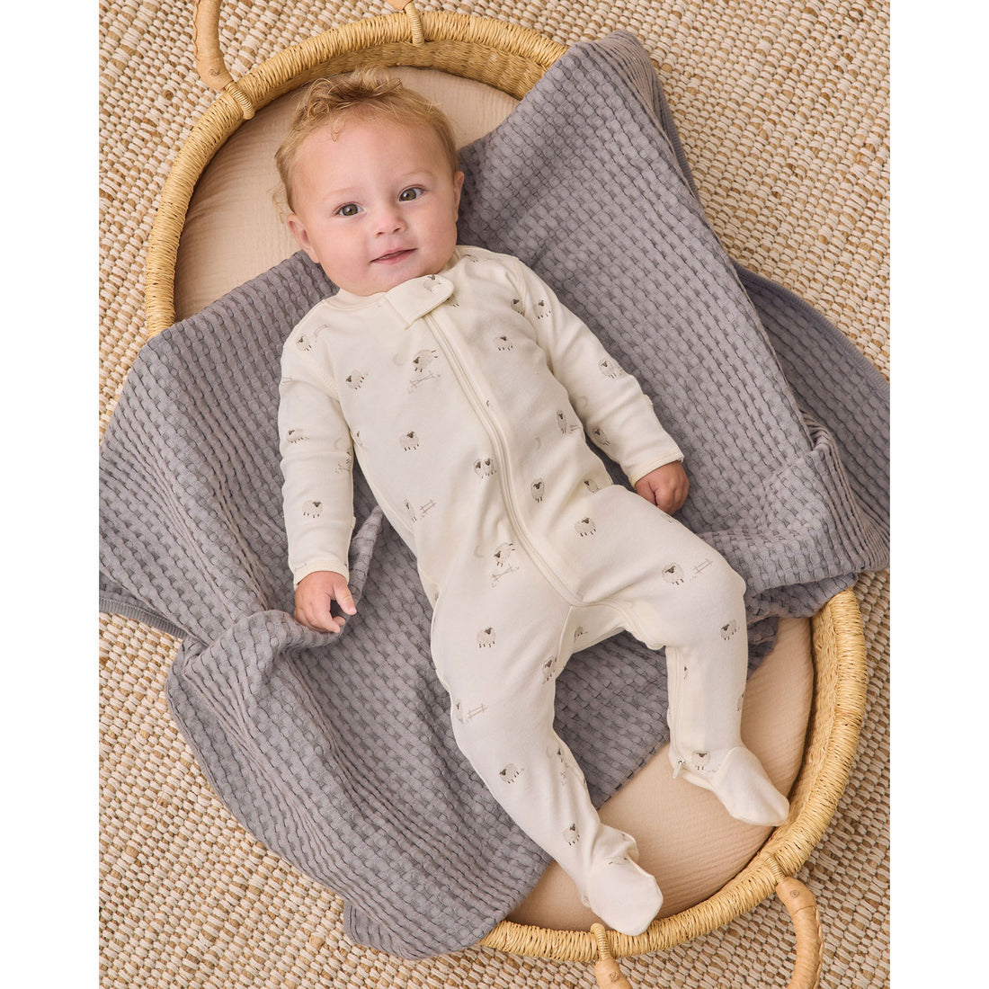 Quincy Mae Sheep Zip Long Sleeve Sleeper Footie