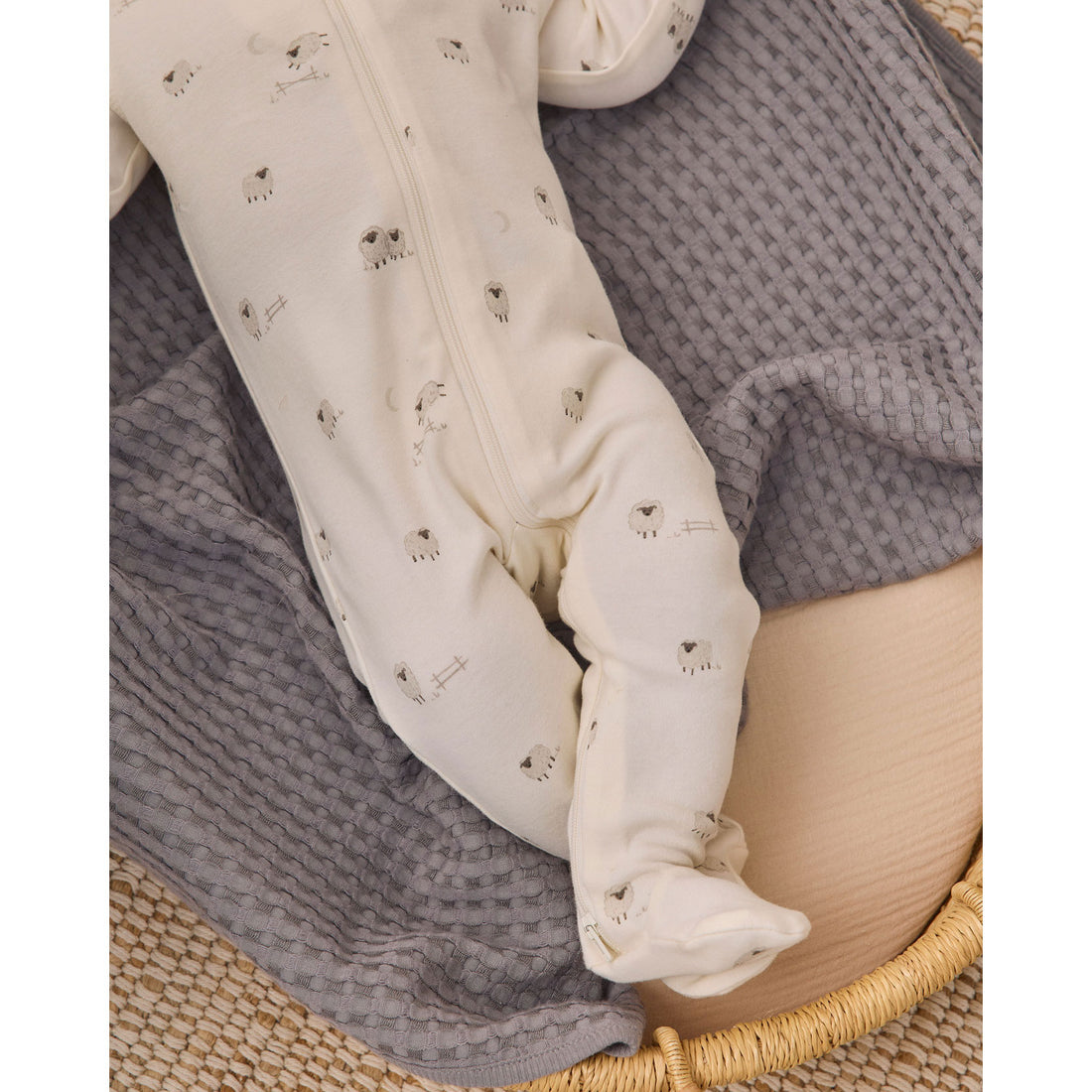 Quincy Mae Sheep Zip Long Sleeve Sleeper Footie