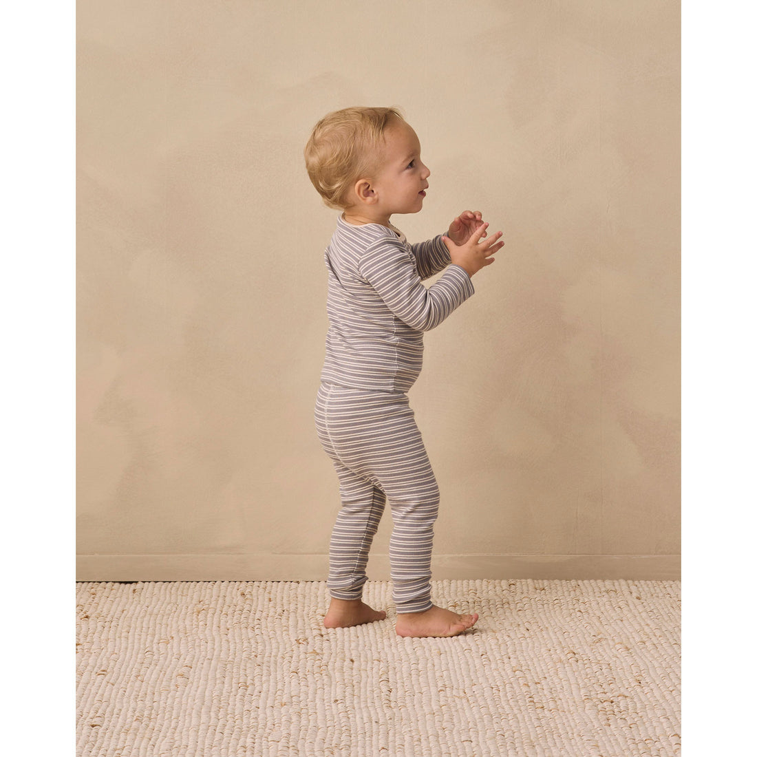 Quincy Mae Slate Microstripe Ribbed Tee + Legging Set
