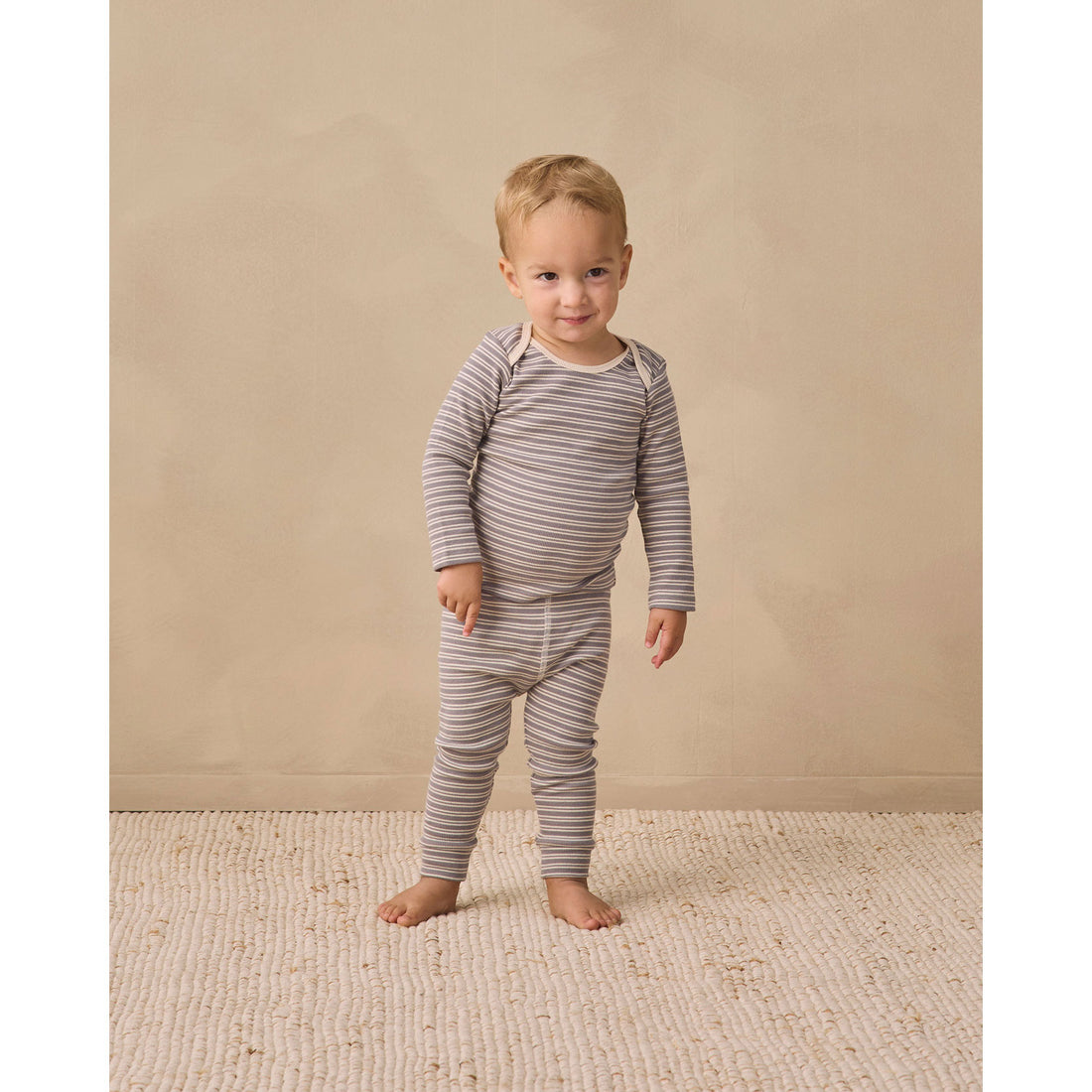 Quincy Mae Slate Microstripe Ribbed Tee + Legging Set