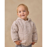 Quincy Mae Blue Gingham Hooded Woven Jacket
