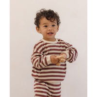 Quincy Mae Black Cherry Stripe Waffle Slouch Set