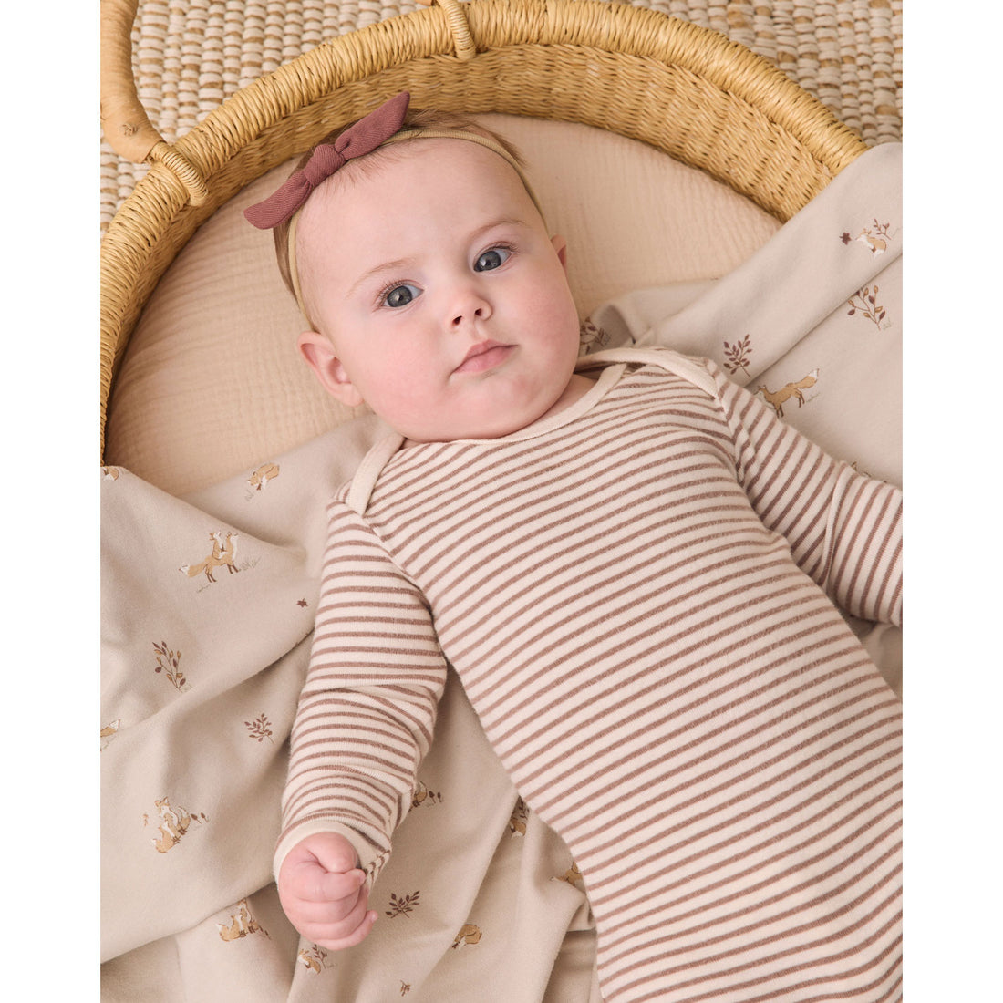 Quincy Mae Cocoa Microstripe Baby Footie
