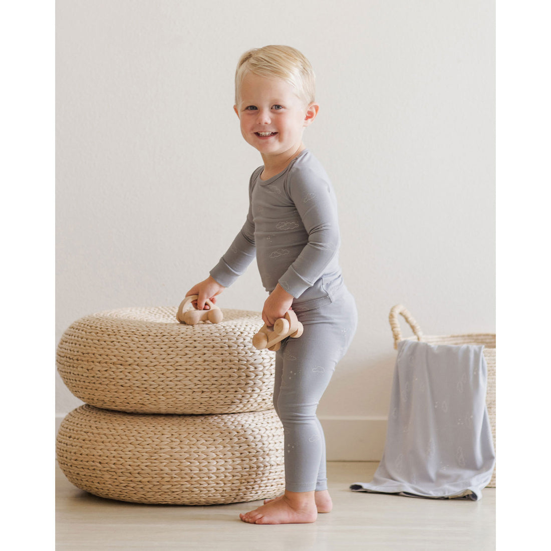 Quincy Mae Blue Clouds Bamboo Pajama Set