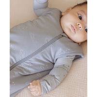 Quincy Mae Blue Clouds Bamboo Zip Footie