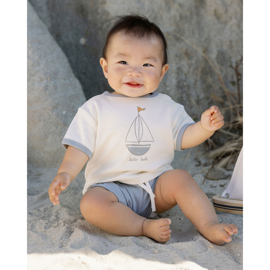 Quincy Mae Ivory Boat Ringer Tee