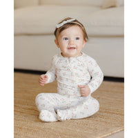 Quincy Mae Strawberries Bamboo Zip Footie