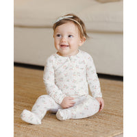 Quincy Mae Strawberries Bamboo Zip Footie