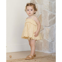 Quincy Mae Yellow Mae Smocked Top + Bloomer Set