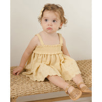 Quincy Mae Yellow Mae Smocked Top + Bloomer Set